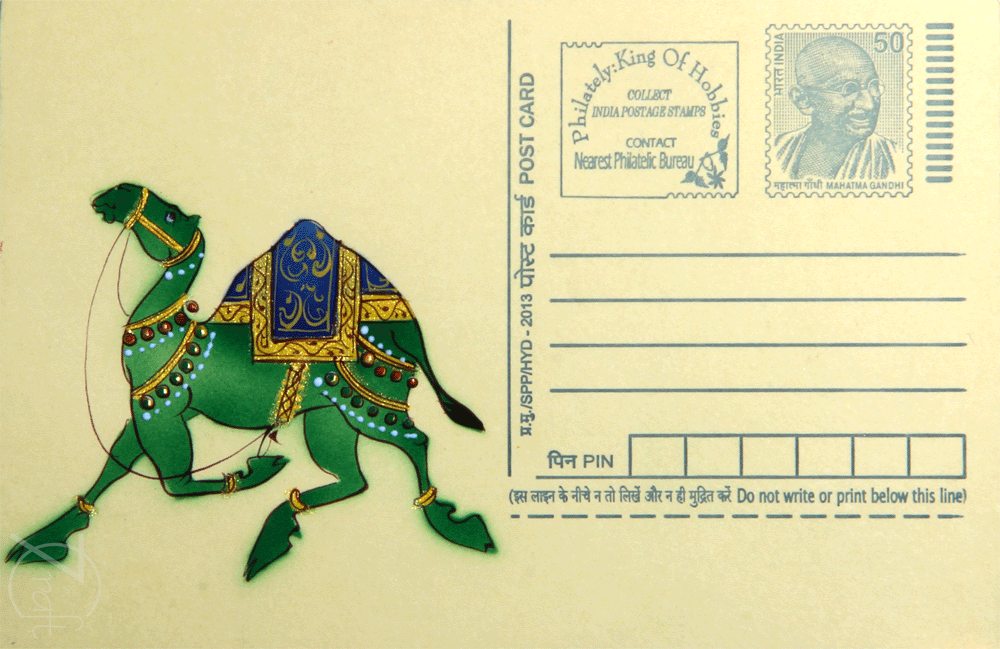 Indian Postcard Painting-Rajasthani Camel