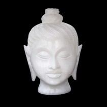 Buddha Head Statue Pure White Marble 4 inches