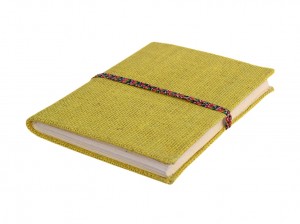 Handmade Jute Paper Diary Jute Fabric Cover Bahi Binding Yellow
